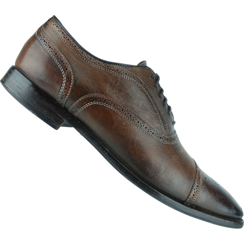 TO BOOT NEW YORK Men Dress Shoes David Size 11 M Brown Cap-Toe Brogued 2848